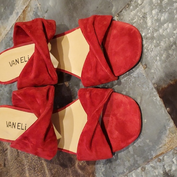 Vaneli | Red Suede Heeled Slide | Size 7.5 - Picture 4 of 14